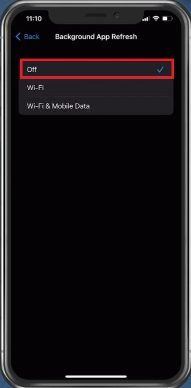 iPhone Settings > General > Background App Refresh