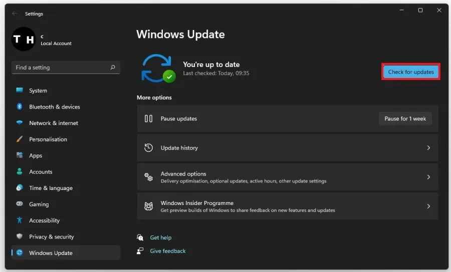 Windows Settings > Windows Update