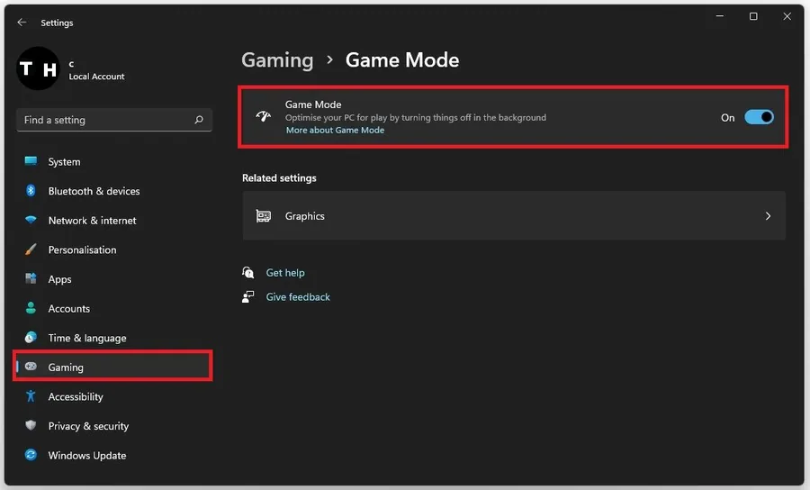 Windows Settings > Gaming > Game Mode