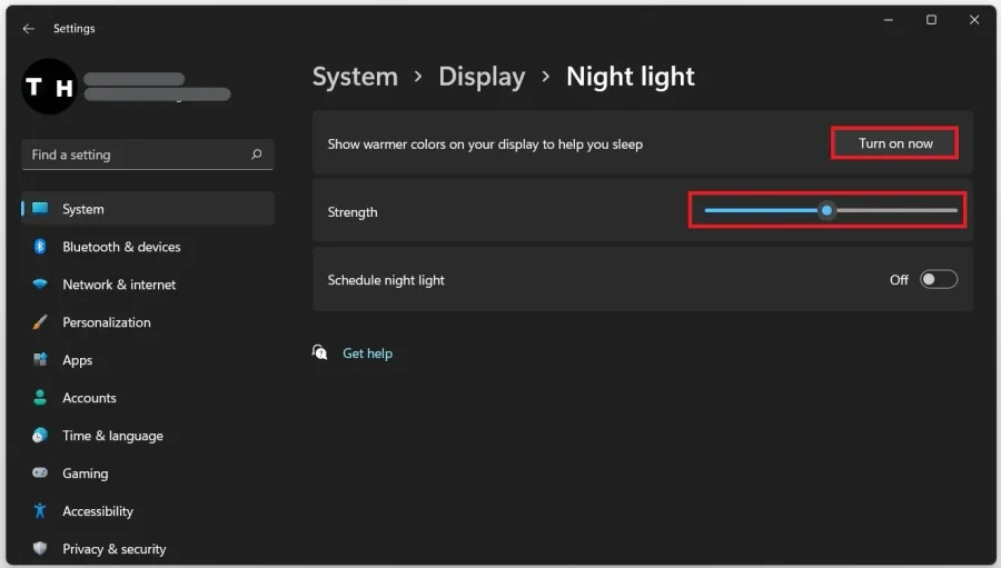 Windows Settings > System > Display > Night Light