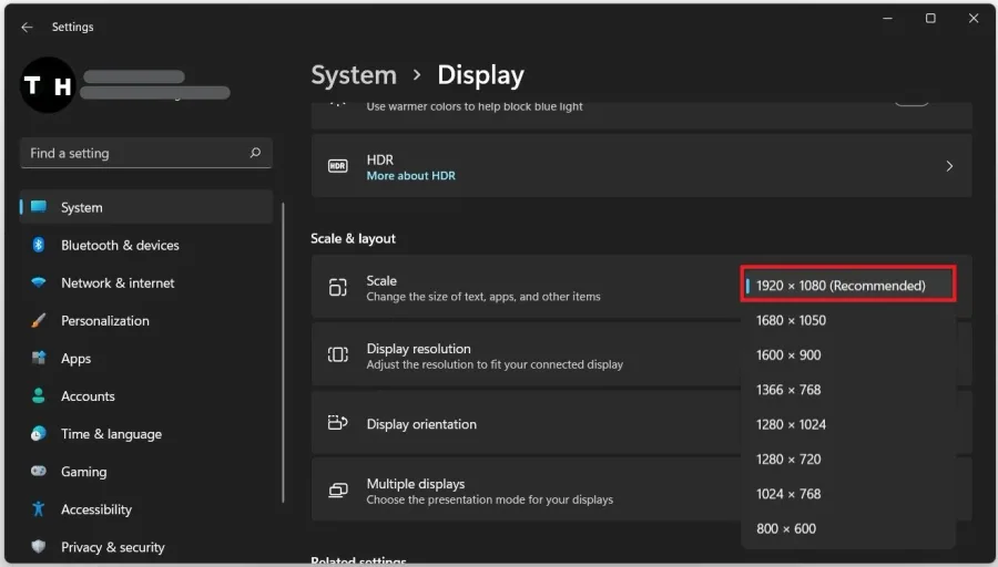Windows Settings > System > Display > Scale