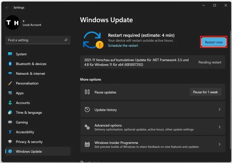 Windows Settings > Windows Update