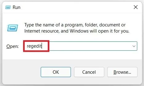 Run > RegeEdit