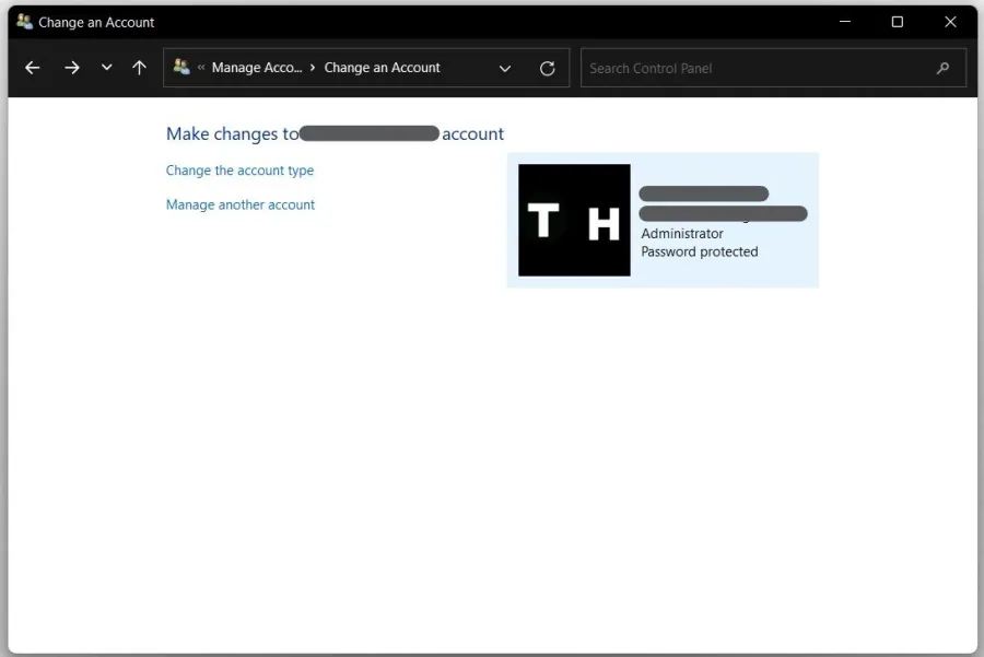 Set a new account name