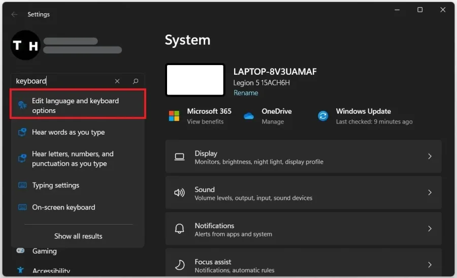 Windows Settings > Edit Language & Keyboard Options