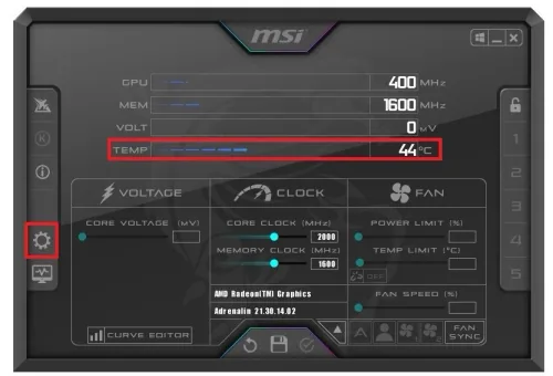 Preview the CPU temperature