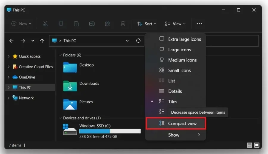 File Explorer > Layout & View Options