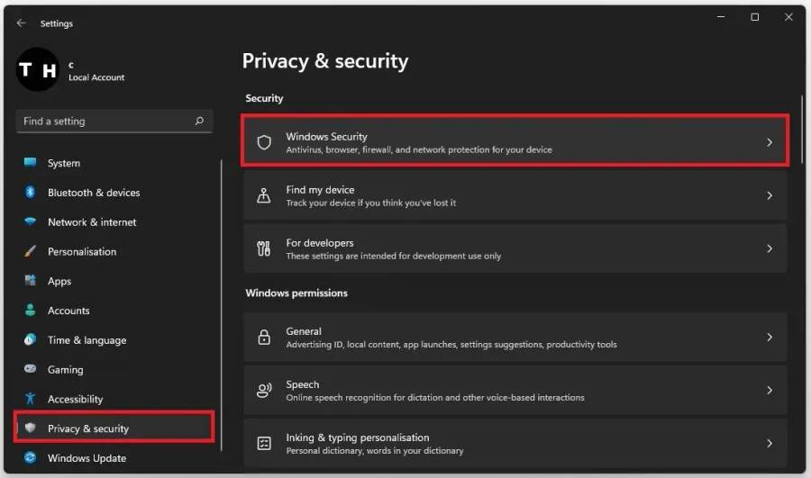Windows Settings > Privacy & Security > Windows Security