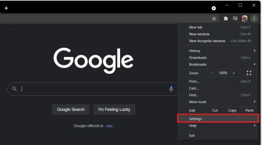 Google Chrome > Settings