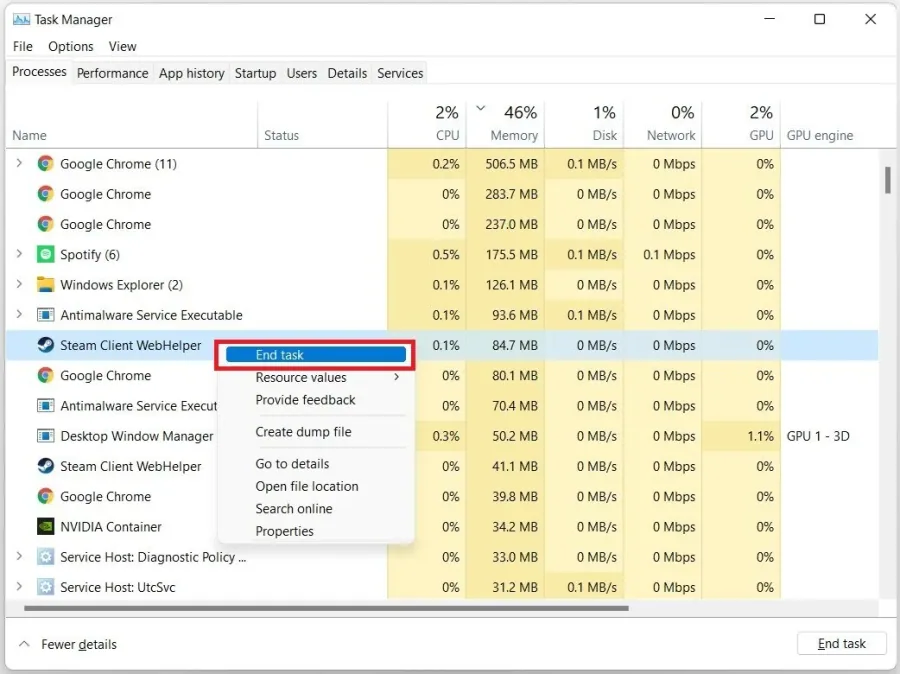 End Memory-Hungy Processes and Applications