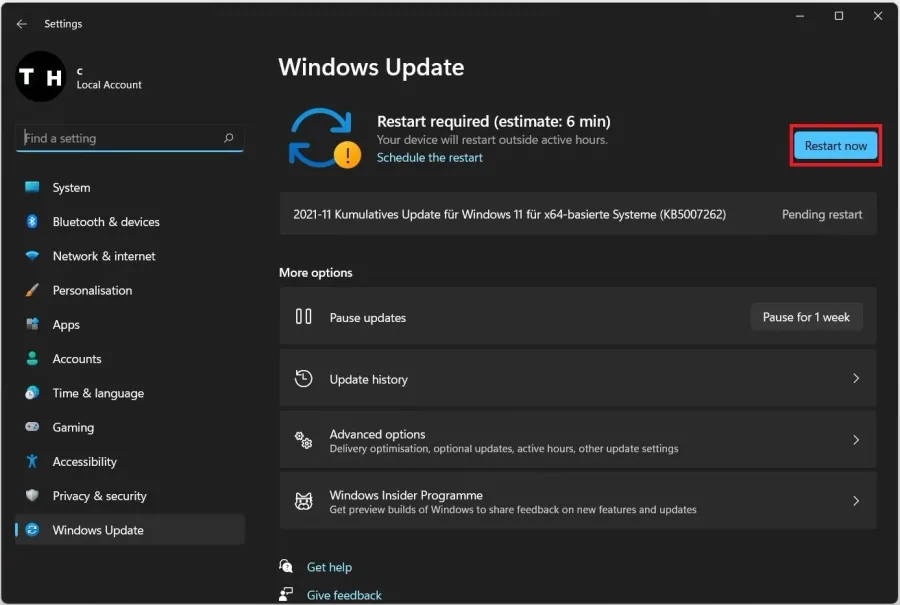Windows Settings > Windows Update