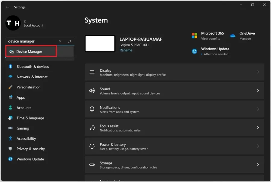 Windows Settings > Lookup “Device Manager”