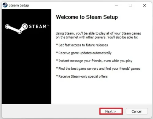 Follow the Steam install wizard