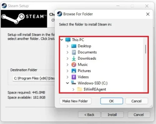Follow the Steam Setup installer