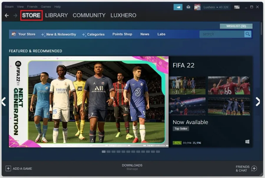 After login in to your Steam account, you will be presented with the Steam store…
