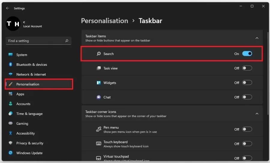 Windows Settings > Personalisation > Taskbar