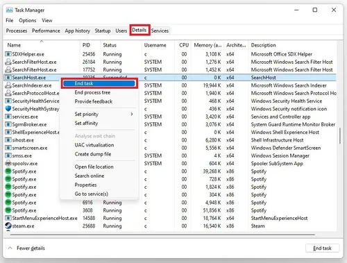 Task Manager > Details > End Task