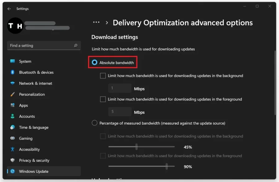 Network & Internet Settings > Delivery Optimization Advanced Options