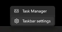 windows taskbar settings