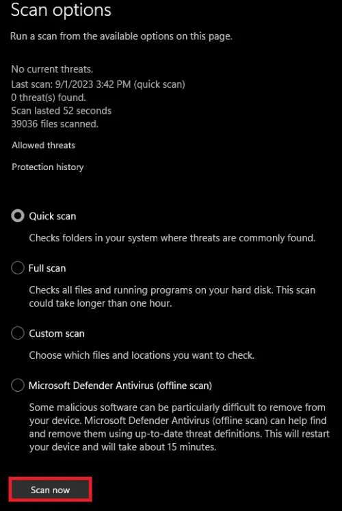 windows security scan