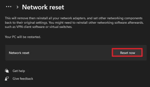 reset network settings