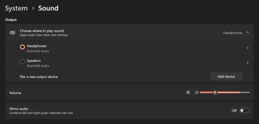 choose correct audio device
