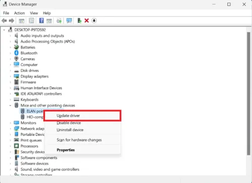 update mouse driver