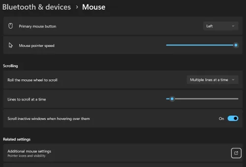 mouse settings