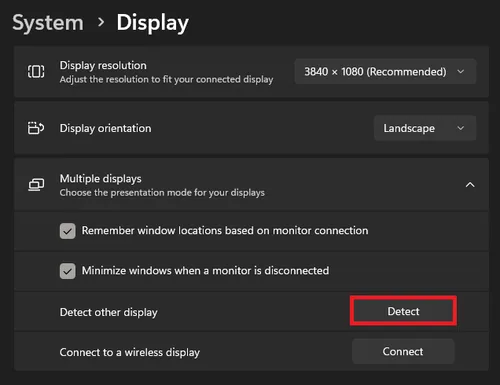 detect second monitor