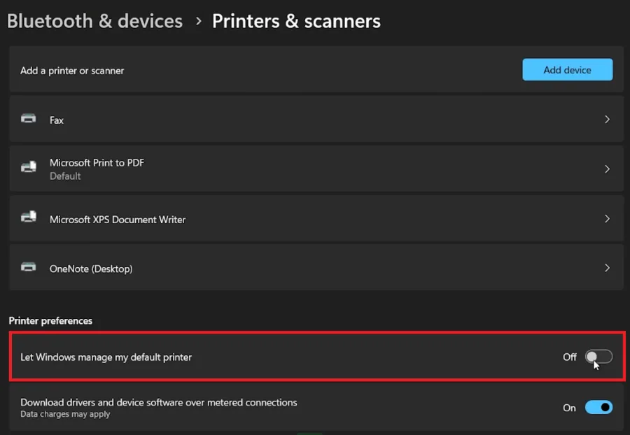 disable windows full printer control