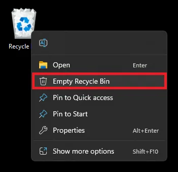 Empty your recycle bin