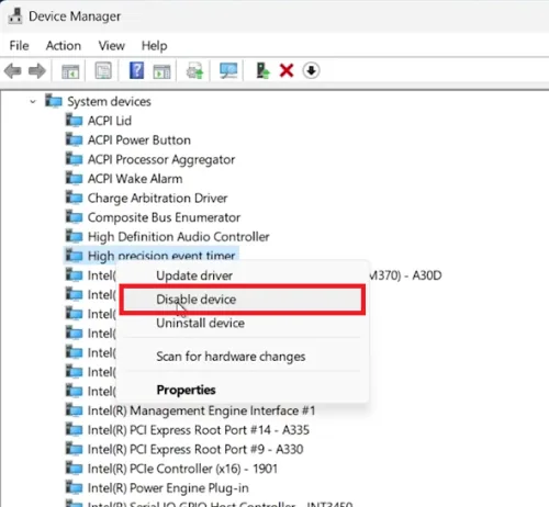disable HPET