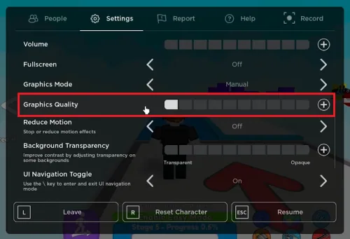 oblox graphics quality setting