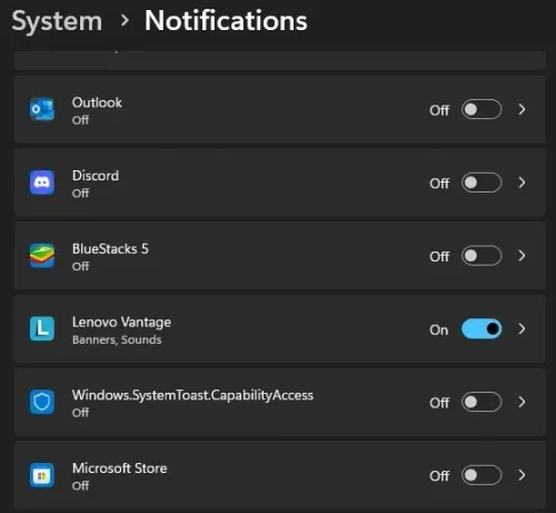 System Settings > Notifications