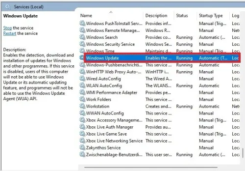 Services > Windows Update