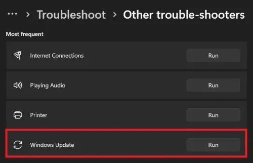 Run Windows Update trouble-shooter