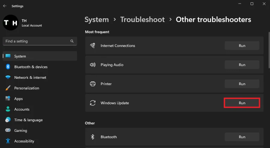 windows update troubleshooter