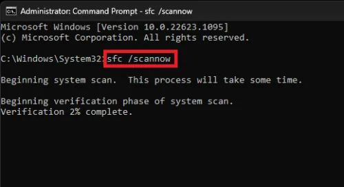 use the system file checker command