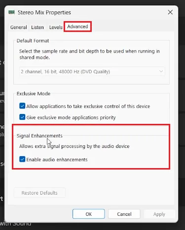 audio device properties