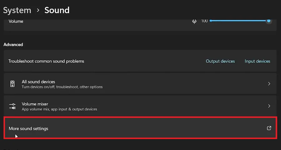 more sound settings