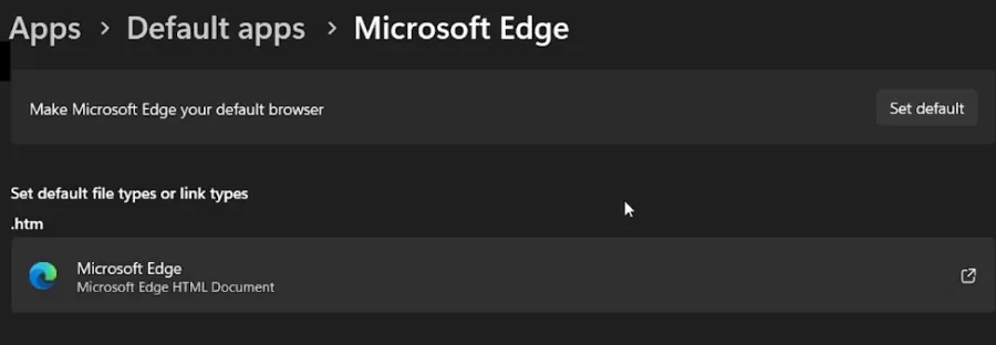 edge default browser