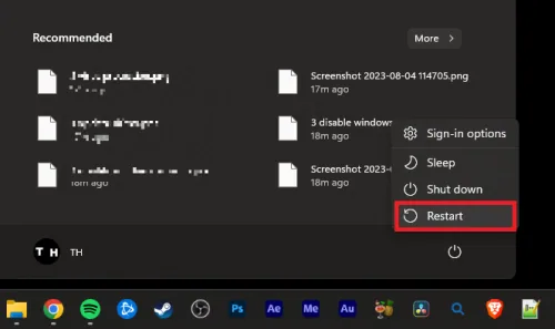 restart windows pc