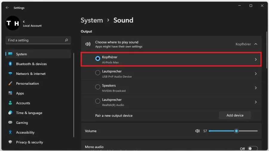 System Settins > Sound > Input