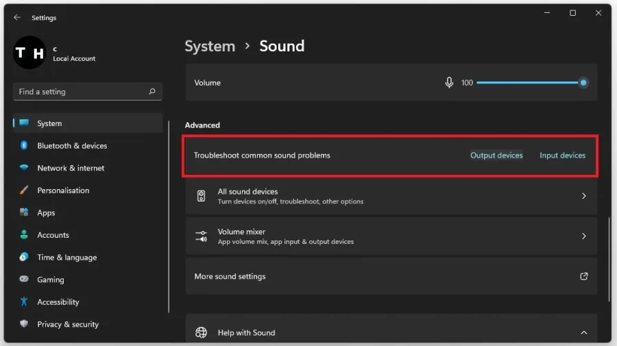 Advanced Sound Settings > Troubleshoot common sound problems