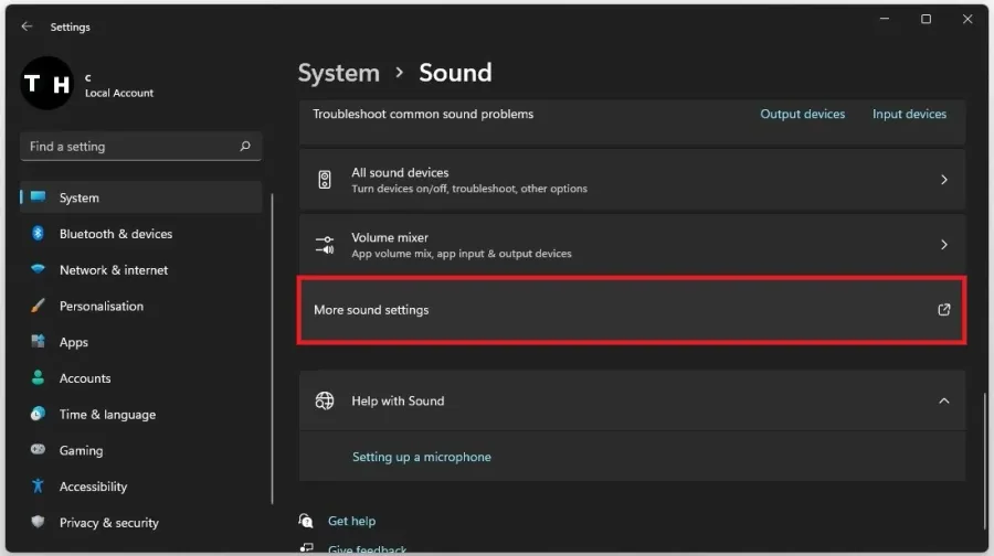 More sound settings