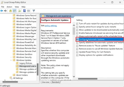 configure auto updates