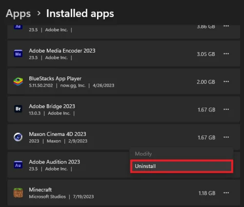 uninstall apps
