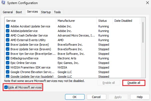 windows system config