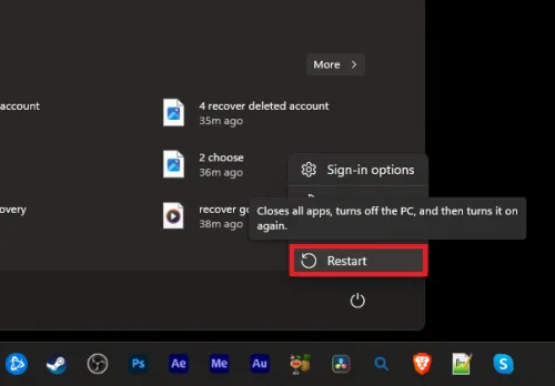 restart windows pc