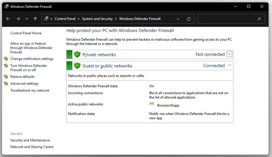 Windows Defender Firewall